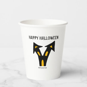 modern black bat script halloween party paper cup