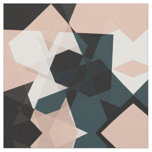 Modern Black Beige Geometric Abstract Pattern Fabric