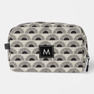 Modern Black & Beige Sunset Abstract Art Monogram Dopp Kit