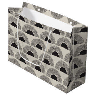 Modern Black & Beige Sunset Abstract Art Pattern Large Gift Bag