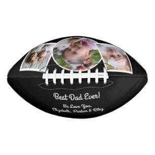 Modern Black Best Dad Ever Photo Collage Football