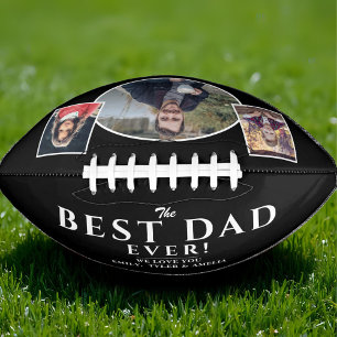 Modern Black Best Dad Father 3 Photo Collage Football