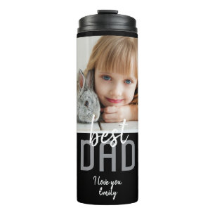 Modern Black Best Dad Photo Father`s Day Thermal Tumbler