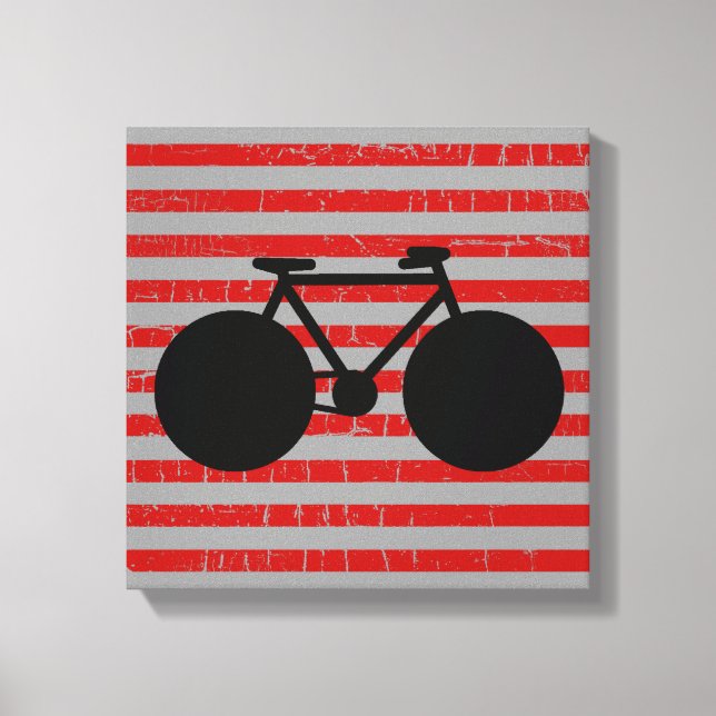 modern black bicycle & red stripes canvas print (Front)