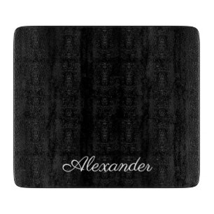 Modern Black, Blank Template White Script  Cutting Board