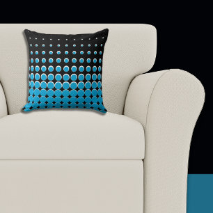 Modern Black & Blue Ascending Dots Cushion