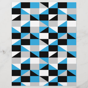 Modern Black Blue Grey Polygon Geometric Pattern