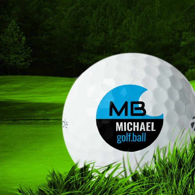 Modern Black Blue Logo Golf Ball (Creator Uploaded)