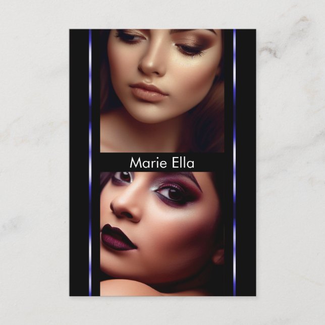 Modern Black Blue Model Comp Card Photo Template  (Front)