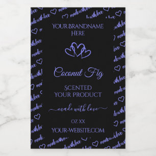 Modern Black Blue Word Cloud Product Labels Hearts