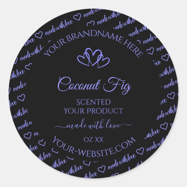 Modern Black Blue Word Cloud Product Labels Hearts (Front)