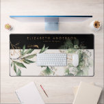 Modern Black Blush Gold Eucalyptus Corporate Large Desk Mat<br><div class="desc">Modern Black Blush Gold Eucalyptus Corporate Large Desk Mat</div>