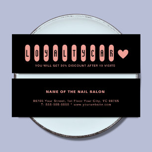 Modern Black & Blush Pink Heart Reward Discount Loyalty Card