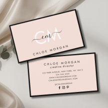 Modern black blush pink script signature monogram