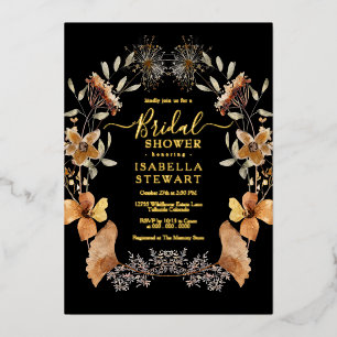 Modern Black Boho Wildflower Elegant Bridal Shower