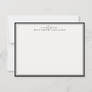 Modern Black Border Personalised Note Card
