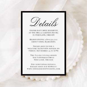 Modern Black Border Wedding Details Enclosure Card