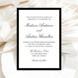 Modern Black Border Wedding Invitation