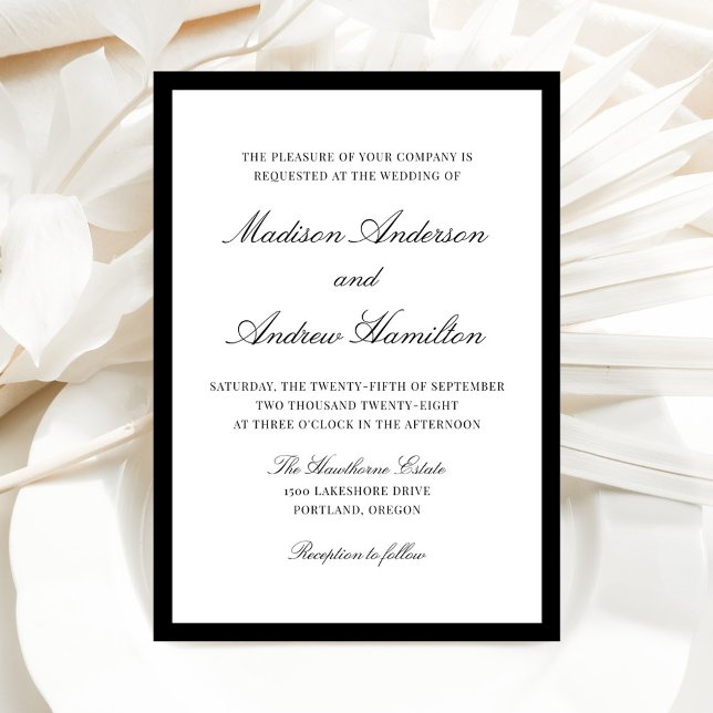 Modern Black Border Wedding Invitation (Creator Uploaded)