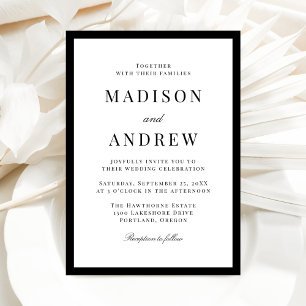 Modern Black Border Wedding Invitation