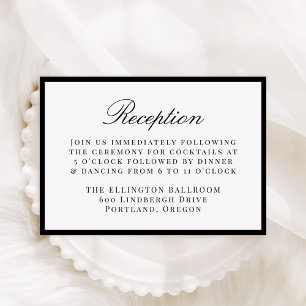Modern Black Border Wedding Reception Enclosure Card