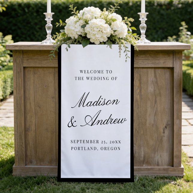 Modern Black Border Wedding Welcome Banner (Creator Uploaded)