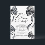 Modern Black Bow 30th Birthday   Invitation<br><div class="desc">Birthday party invitation elegant cute dusty pink watercolor bow with  cute gold pink crown modern  birthday invitation template. Elegant stylish birthday invitation is full of fun and cute design elements.</div>