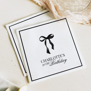Modern Black Bow Birthday Napkin
