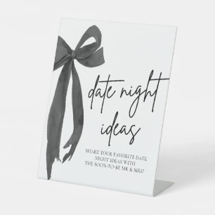 Modern Black Bow Bridal Date Night Ideas Game Sign