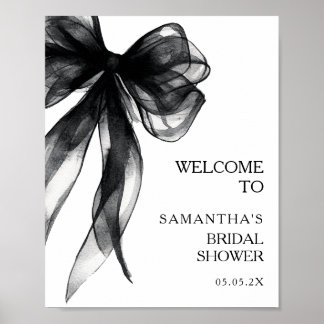 Modern Black Bow Bridal Shower Welcome Sign
