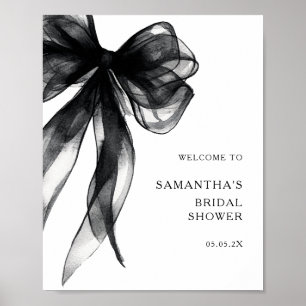 Modern Black Bow Bridal Shower Welcome Sign
