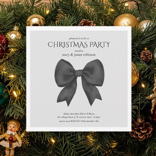 Modern Black Bow Christmas Holiday Party  Invitation