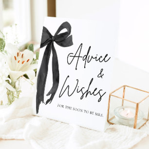 Modern Black Bow Coquette Advice and Wishes Sign