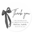 Modern Black Bow Coquette Birthday Thank You