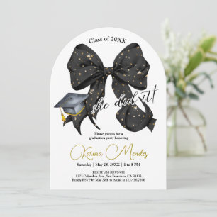 Modern Black Bow Graduation Arch Invitation
