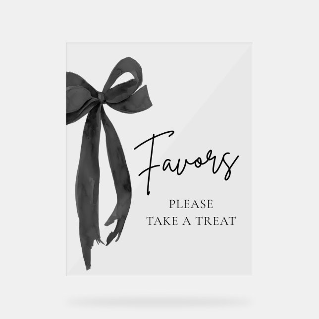 Modern Black Bow Graduation Party Favours Sign (Front)