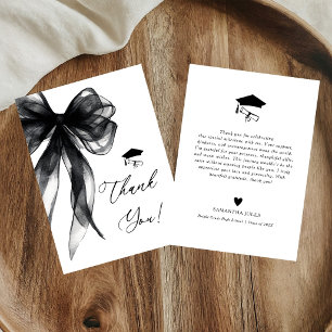 Modern Black Bow Graduation Party Thank You Card