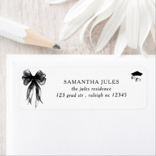 Modern Black Bow Graduation Return Address