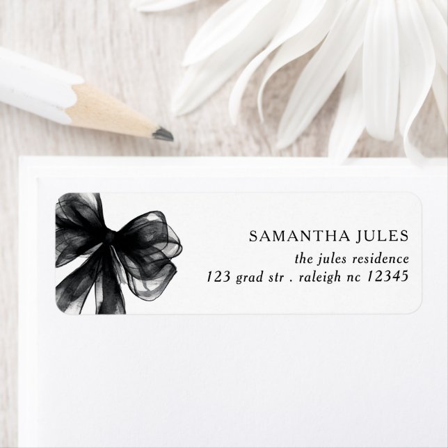 Modern Black Bow Graduation Return Address (Insitu)