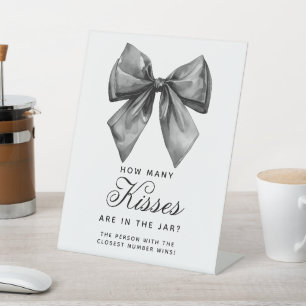 Modern Black Bow How Many Kisses Are In The Jar Pedestal Sign