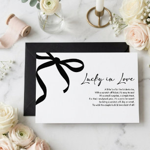 Modern Black Bow Lucky in Love Lottery Ticket Thank You Card