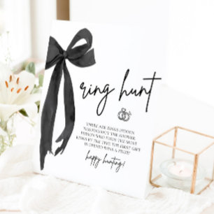 Modern Black Bow Ring Hunt Bridal Shower Game Sign