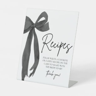 Modern Black Bow She's Tying the Knot Recipes Sign