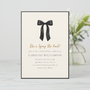 Modern Black Bow She's Tying the Knot Shower  Invitation