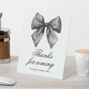 Modern Black Bow Shower Thanks For Coming Sign