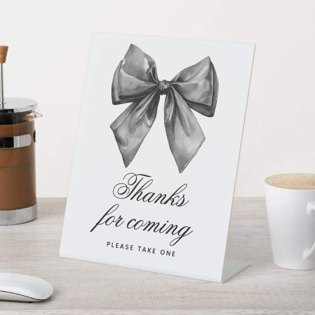 Modern Black Bow Shower Thanks For Coming Sign (In SItu)