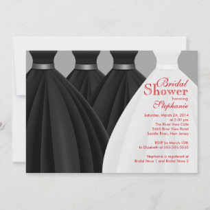 Modern Black Bridesmaids Bride Dress Bridal Shower Invitation