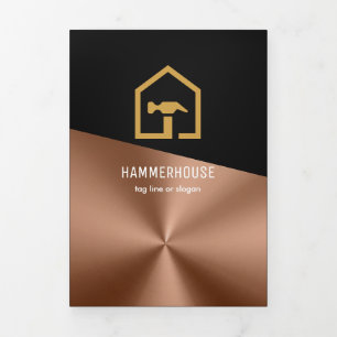 Modern Black & Bronze Construction Build Fold Card