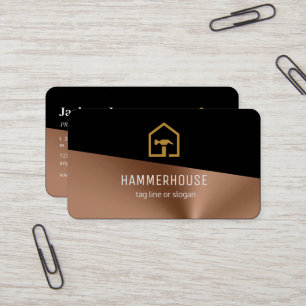 Modern Black & Bronze Construction Building Business Card