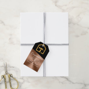 Modern Black & Bronze Construction Building Gift Tags